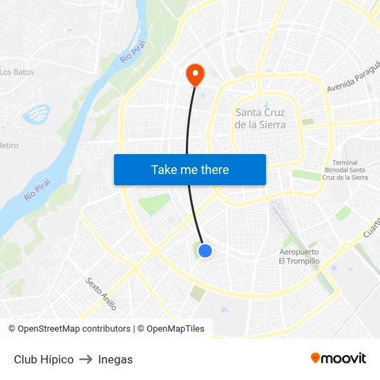 Club Hípico to Inegas map