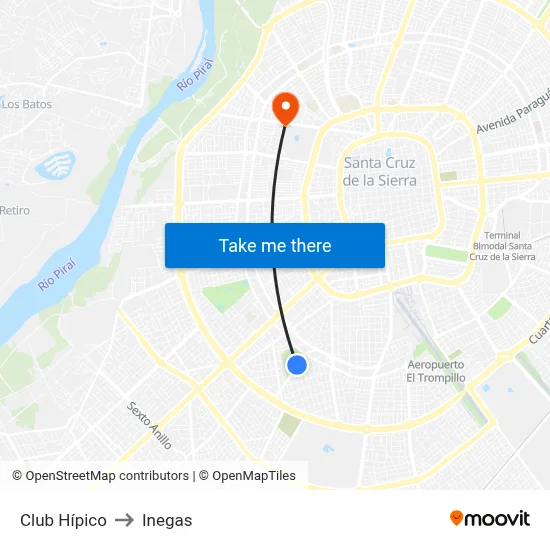 Club Hípico to Inegas map