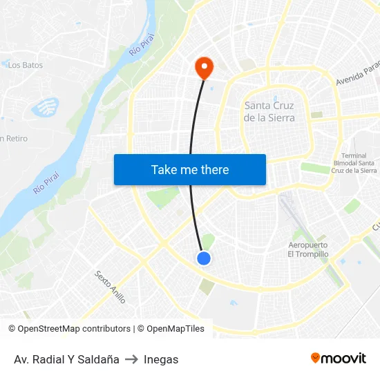 Av. Radial Y Saldaña to Inegas map