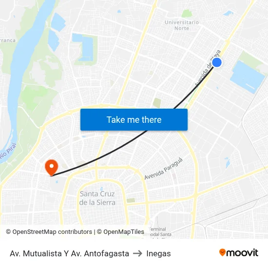 Av. Mutualista Y Av. Antofagasta to Inegas map