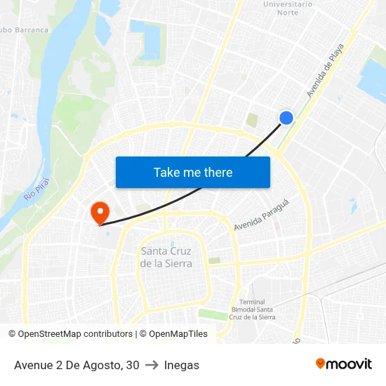 Avenue 2 De Agosto, 30 to Inegas map