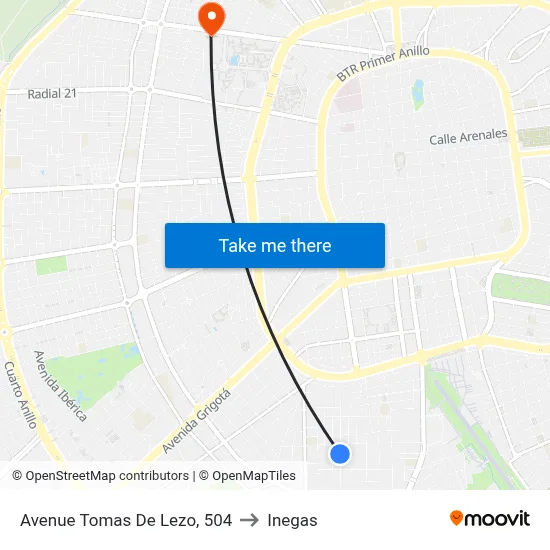 Avenue Tomas De Lezo, 504 to Inegas map
