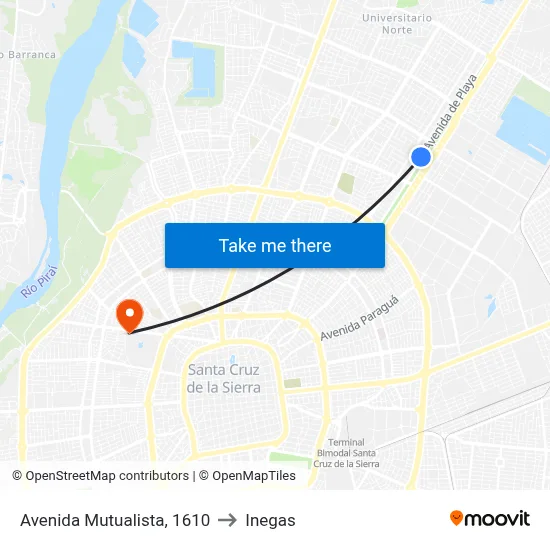 Avenida Mutualista, 1610 to Inegas map