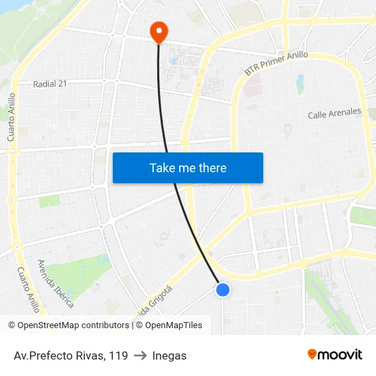 Av.Prefecto Rivas, 119 to Inegas map