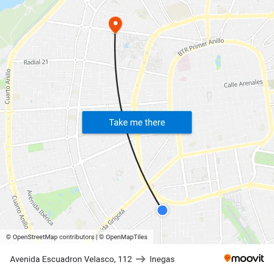 Avenida Escuadron Velasco, 112 to Inegas map