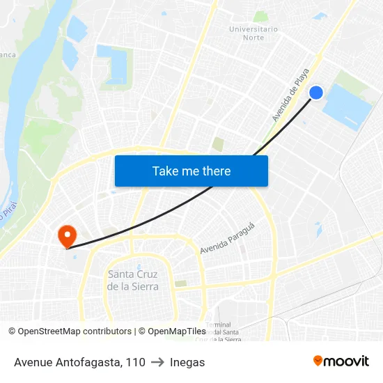 Avenue Antofagasta, 110 to Inegas map
