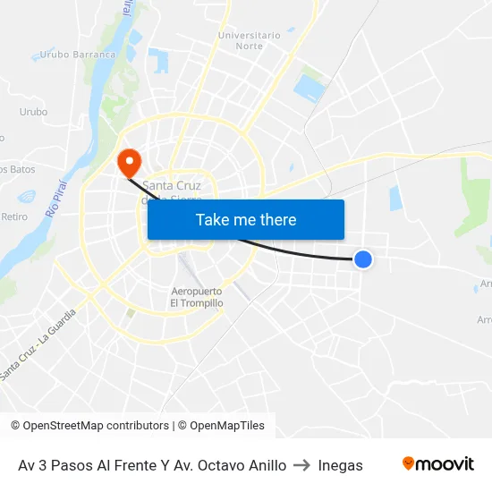 Av 3 Pasos Al Frente Y Av. Octavo Anillo to Inegas map