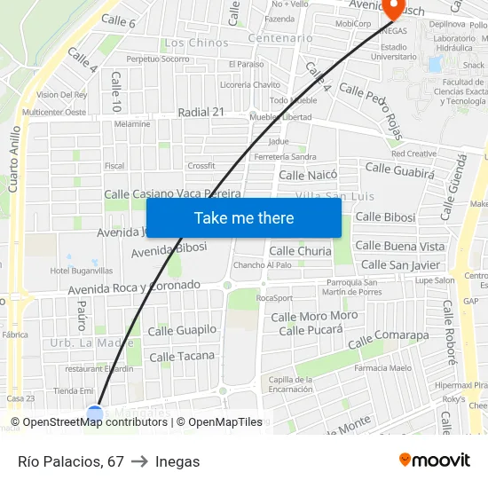 Río Palacios, 67 to Inegas map