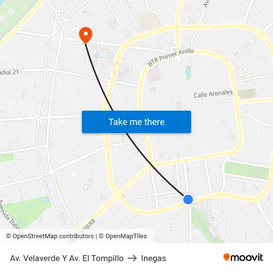 Av. Velaverde Y Av. El Tompillo to Inegas map