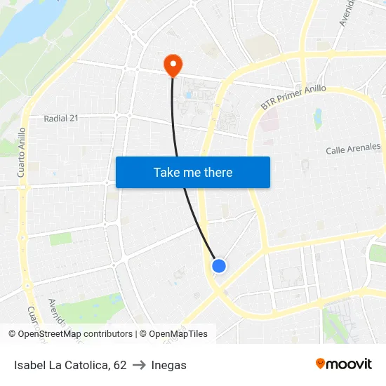 Isabel La Catolica, 62 to Inegas map