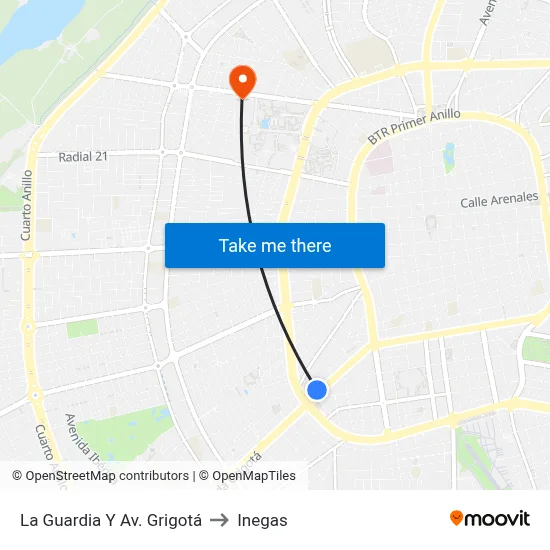 La Guardia Y Av. Grigotá to Inegas map