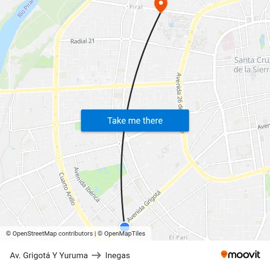 Av. Grigotá Y Yuruma to Inegas map