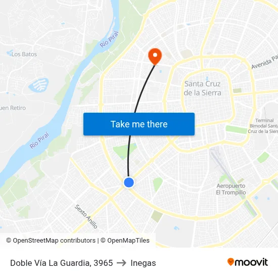 Doble Vía La Guardia, 3965 to Inegas map