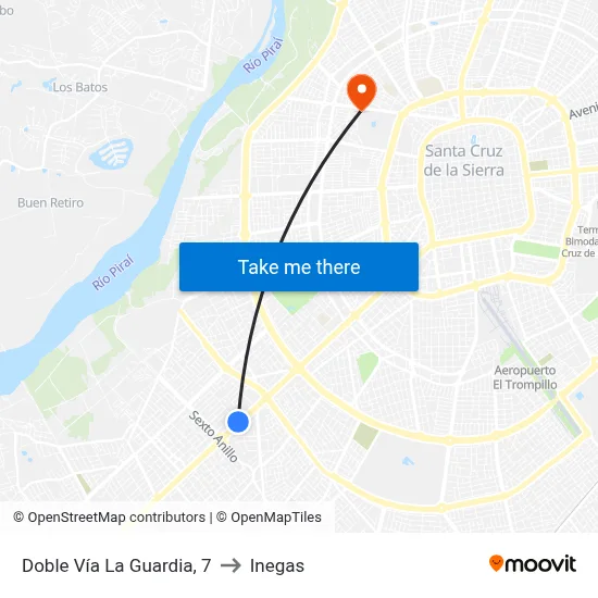 Doble Vía La Guardia, 7 to Inegas map