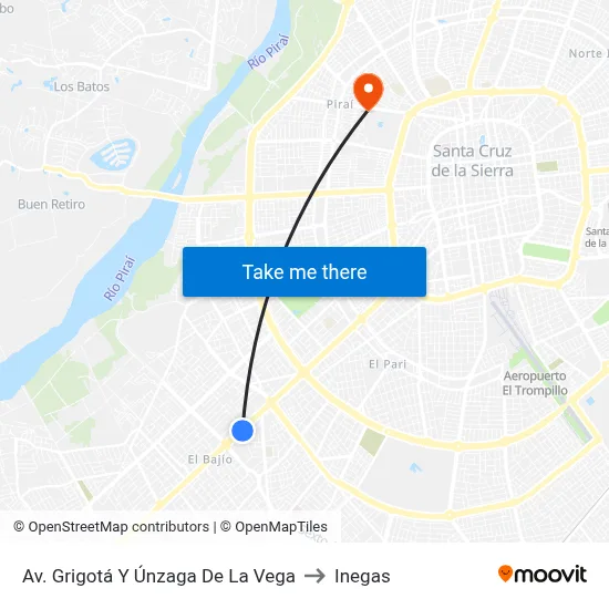 Av. Grigotá Y Únzaga De La Vega to Inegas map