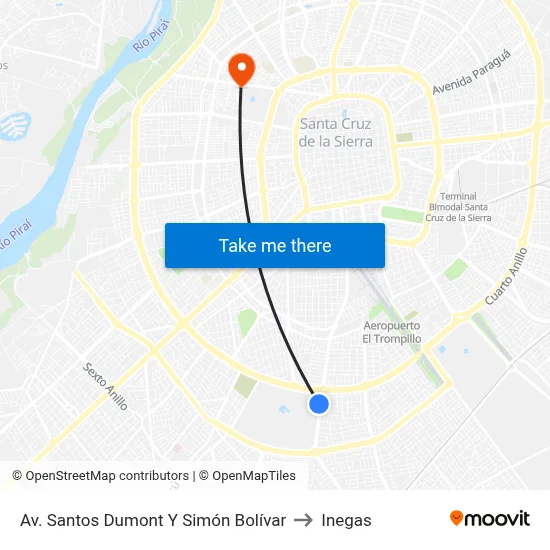 Av. Santos Dumont Y Simón Bolívar to Inegas map