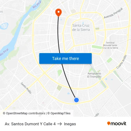 Av. Santos Dumont Y Calle 4 to Inegas map