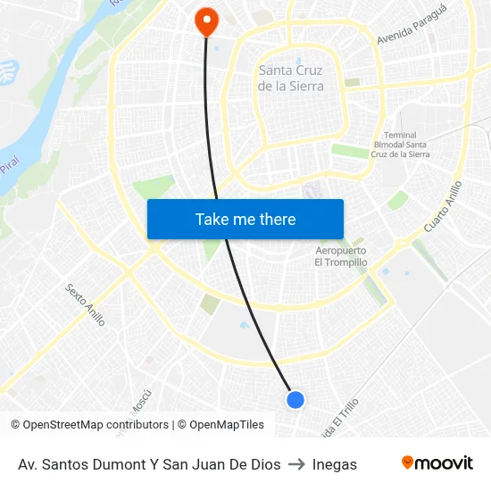 Av. Santos Dumont Y San Juan De Dios to Inegas map