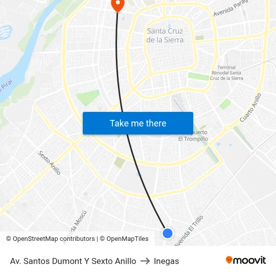 Av. Santos Dumont Y Sexto Anillo to Inegas map