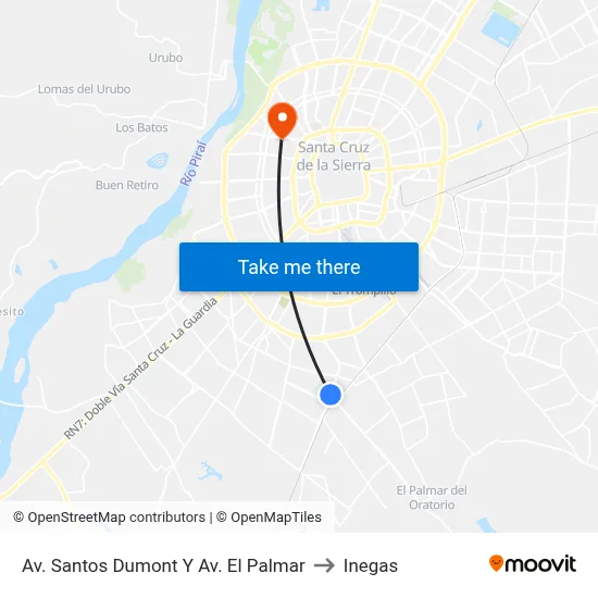 Av.  Santos Dumont Y Av. El Palmar to Inegas map