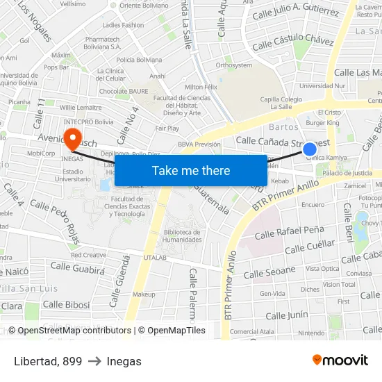 Libertad, 899 to Inegas map