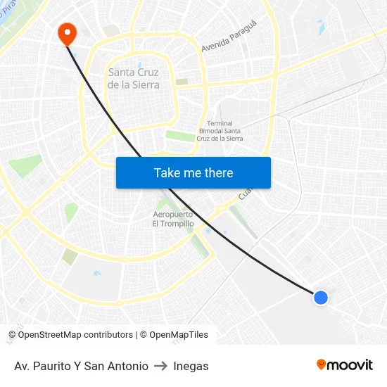 Av. Paurito Y San Antonio to Inegas map
