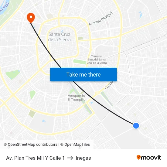 Av. Plan Tres Mil Y Calle 1 to Inegas map