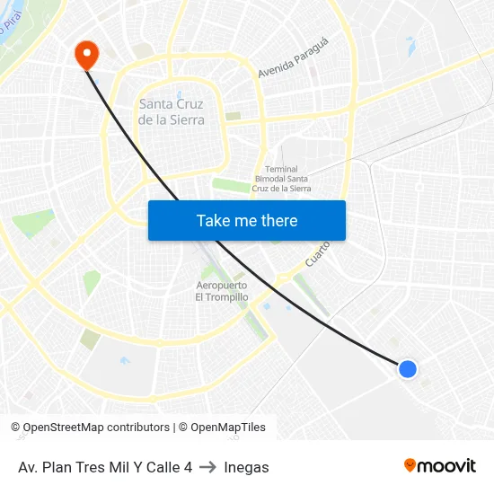 Av. Plan Tres Mil Y Calle 4 to Inegas map