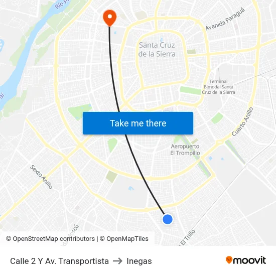 Calle 2 Y Av. Transportista to Inegas map