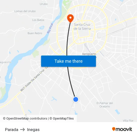 Parada to Inegas map