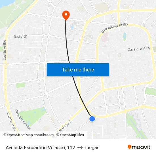 Avenida Escuadron Velasco, 112 to Inegas map