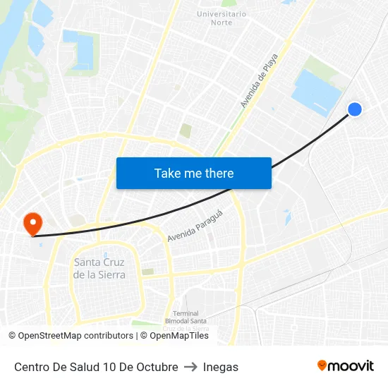 Centro De Salud 10 De Octubre to Inegas map