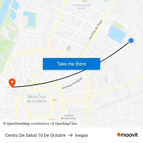 Centro De Salud 10 De Octubre to Inegas map