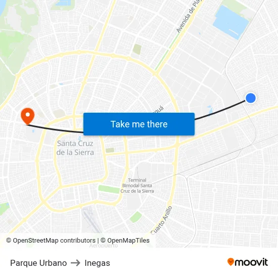 Parque Urbano to Inegas map