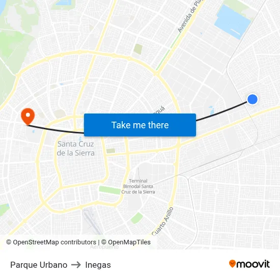 Parque Urbano to Inegas map