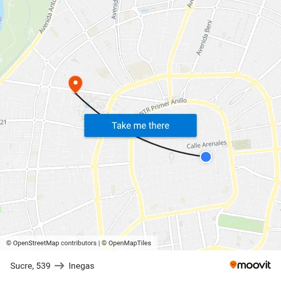 Sucre, 539 to Inegas map