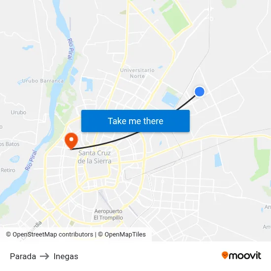 Parada to Inegas map