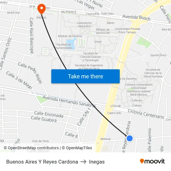 Buenos Aires Y Reyes Cardona to Inegas map