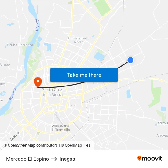 Mercado El Espino to Inegas map