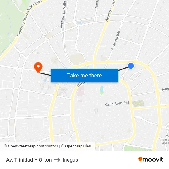 Av. Trinidad Y Orton to Inegas map