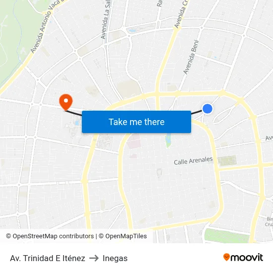 Av. Trinidad E Iténez to Inegas map