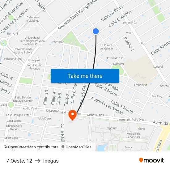 7 Oeste, 12 to Inegas map