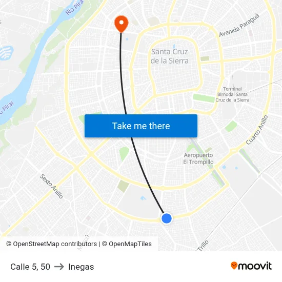 Calle 5, 50 to Inegas map