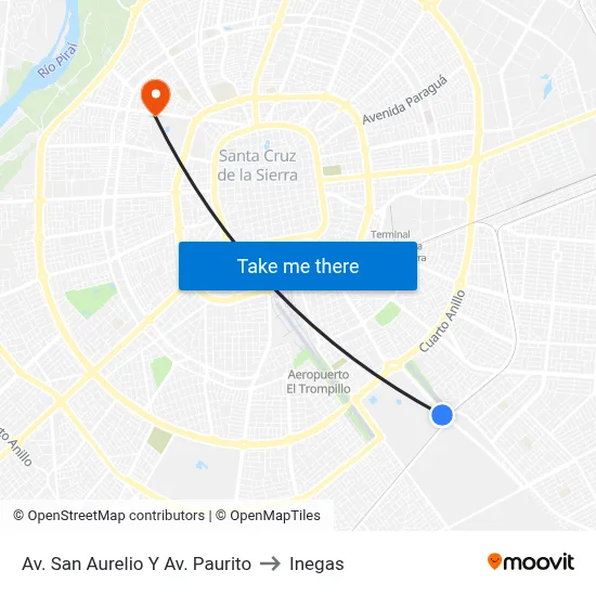 Av. San Aurelio Y Av. Paurito to Inegas map