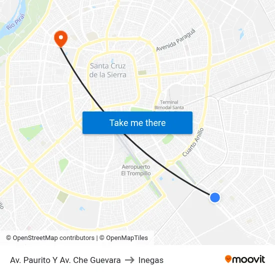 Av. Paurito Y Av. Che Guevara to Inegas map