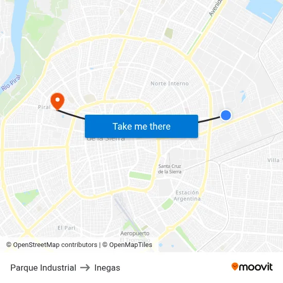 Parque Industrial to Inegas map