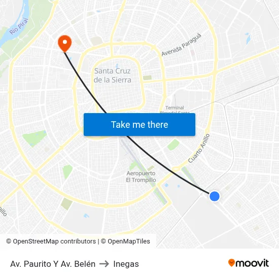 Av. Paurito Y Av. Belén to Inegas map