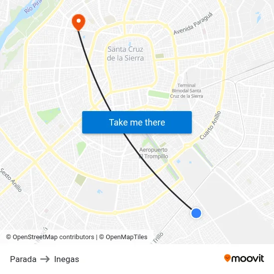 Parada to Inegas map