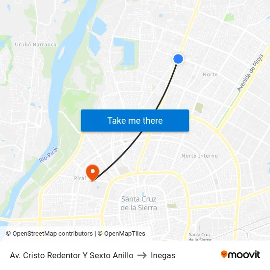 Av. Cristo Redentor Y Sexto Anillo to Inegas map