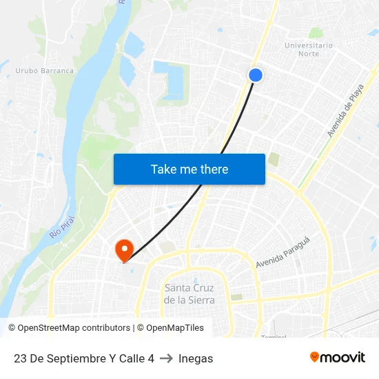 23 De Septiembre Y Calle 4 to Inegas map